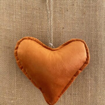 Décoration Cœur Velours Orange