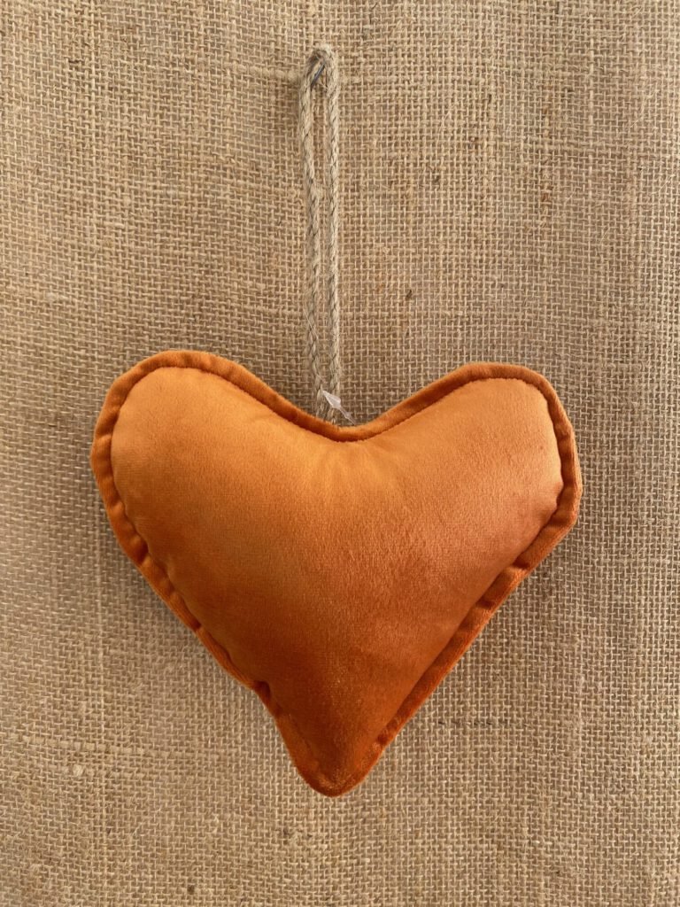Décoration Cœur Velours Orange
