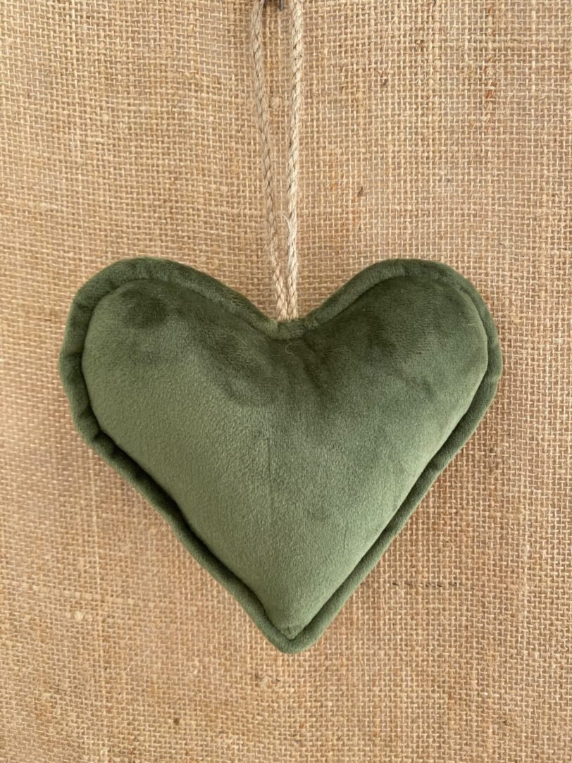 coeur vert velour decoratif rotated 1