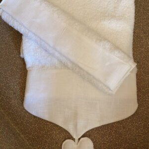 Set 2 serviettes coeur lin blanc