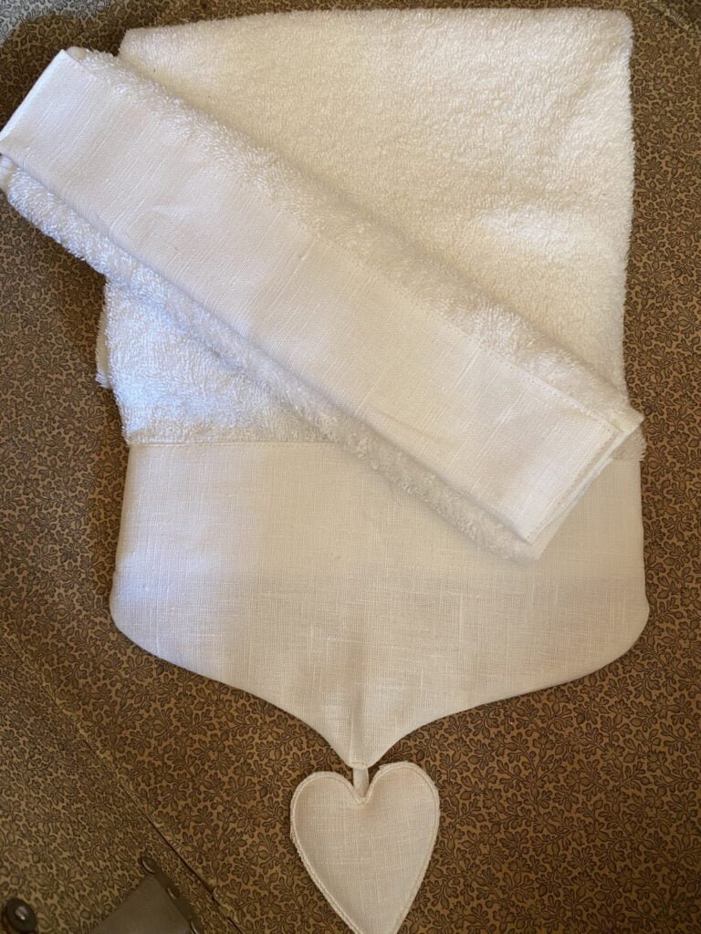 Set 2 serviettes coeur lin blanc