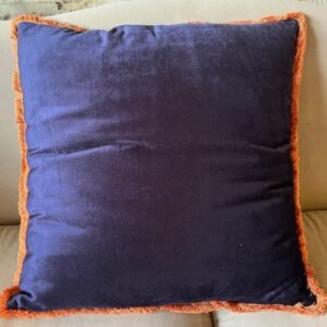COUSSIN VELOURS MARINE FRANGE ORANGE 2