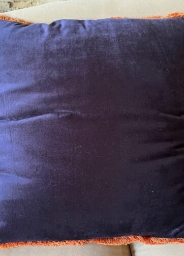 COUSSIN VELOURS MARINE FRANGE ORANGE 2