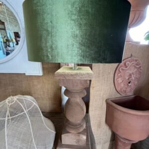 LAMPE BOIS TOURNÉ ABAT-JOUR VERT