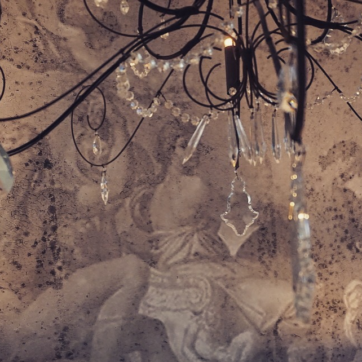 LUSTRE MÉTAL ET PAMPILLES EN VERRE